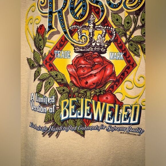 Bejeweled By Susan Fixel Vintage "Crown‎ Roses" M Top NWOT Swarovski crystals - Picture 3 of 12